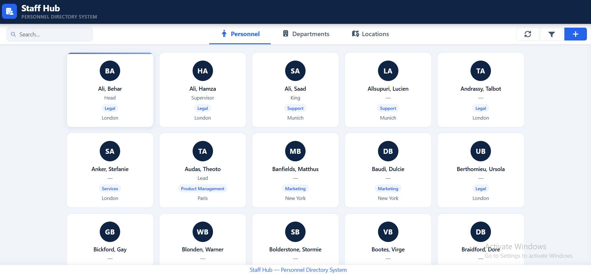 Company Directory screenshot